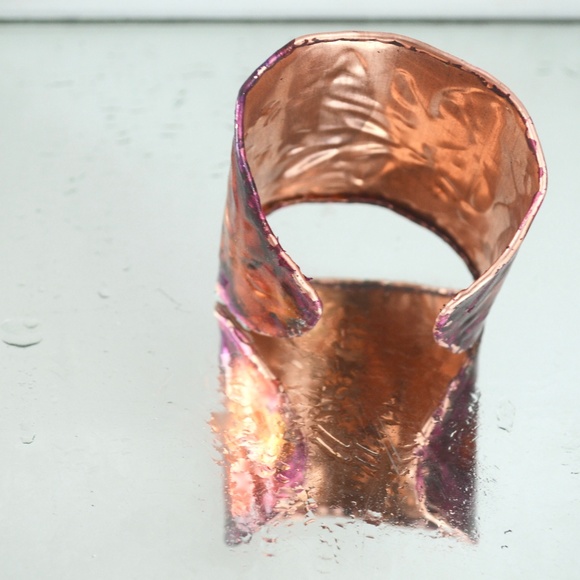 Pink Purple Patina Lily Copper Wide Cuff Bracelet - Picture 8 of 8